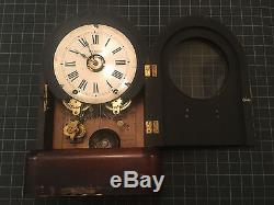 Antique Seth Thomas Shelf Mantle Clock With Pendulum And Key White Dial