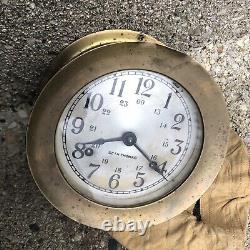 Antique Seth Thomas Ship's Clock Works Great WW2 US navy vintage WWII USN