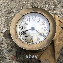 Antique Seth Thomas Ship's Clock Works Great WW2 US navy vintage WWII USN