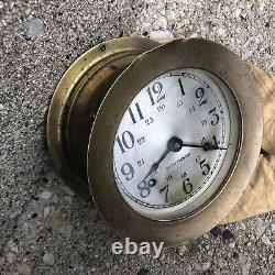 Antique Seth Thomas Ship's Clock Works Great WW2 US navy vintage WWII USN