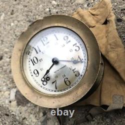 Antique Seth Thomas Ship's Clock Works Great WW2 US navy vintage WWII USN