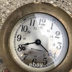 Antique Seth Thomas Ship's Clock Works Great WW2 US navy vintage WWII USN