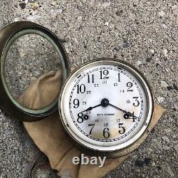 Antique Seth Thomas Ship's Clock Works Great WW2 US navy vintage WWII USN