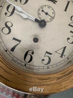 Antique Seth Thomas Ships Clock withKey Workin! (7.25 in) Large