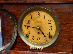 Antique Seth Thomas Sonora 2 Bell Red Adamantine Mantle Shelf Chime Clock Runs