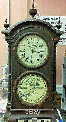 Antique Seth Thomas Southern Clock Co. Double Dial Calendar Clock 1875