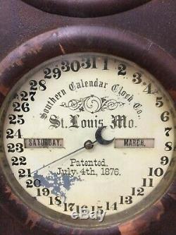 Antique Seth Thomas Southern Clock Co. Double Dial Calendar Clock 1875