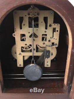 Antique Seth Thomas Tambour Mantle Shelf Chime Clock With Key