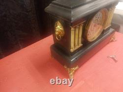 Antique Seth Thomas Three Pillar Lion Heads Mantel Clock. Works-Runs A1. Ex Cond