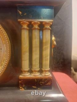 Antique Seth Thomas Three Pillar Lion Heads Mantel Clock. Works-Runs A1. Ex Cond