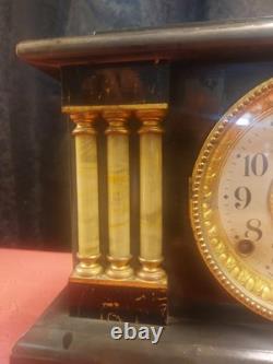 Antique Seth Thomas Three Pillar Lion Heads Mantel Clock. Works-Runs A1. Ex Cond