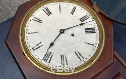 Antique Seth Thomas Time Only Globe Long Drop Schoolhouse Regulator Wall Clock