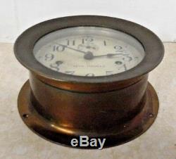 Antique Seth Thomas U. S. Deck Clock Double Spring Ship's Clock Working With Key