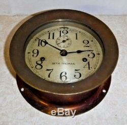 Antique Seth Thomas U. S. Deck Clock Double Spring Ship's Clock Working With Key