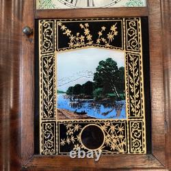 Antique Seth Thomas Wall Clock Mantle Good Condition Lake Scene Weights Included