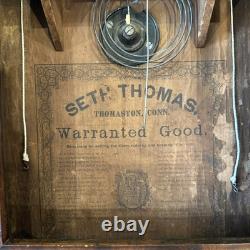 Antique Seth Thomas Wall Clock Mantle Good Condition Lake Scene Weights Included