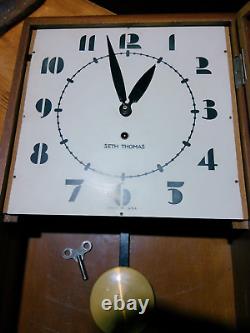 Antique Seth Thomas Wall Clock NO BADGE AT BOTTOM OF CLOCK