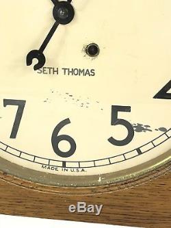 Antique Seth Thomas Wall Clock Square School Factory Wood 41-ac 8 Day