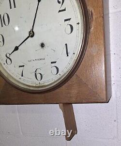 Antique Seth Thomas Wall/ Gallery Clock With Pendulum & Key Working 16 Square