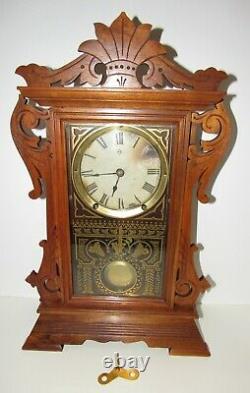 Antique Seth Thomas Walnut Kitchen Clock 8-Day, Time/Strike, Key-wind