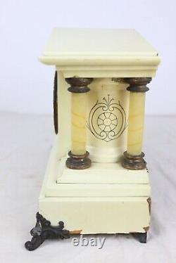 Antique Seth Thomas White Adamantine 8 Day Mantel Clock Tested/Oiled