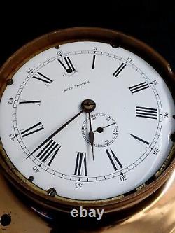Antique Seth Thomas brass Ship's Clock w. Porcelain Dial, PERFECT