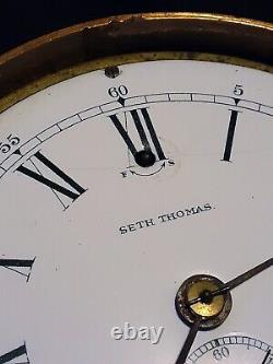 Antique Seth Thomas brass Ship's Clock w. Porcelain Dial, PERFECT