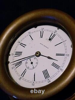 Antique Seth Thomas brass Ship's Clock w. Porcelain Dial, PERFECT