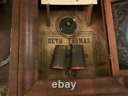 Antique Seth Thomas wall Clock Rare Pendulum And key For restoration/parts