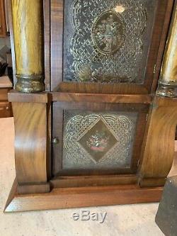 Antique SethThomas Weight Driven Plymouth HollowTriple Deck Column Shelf Clock