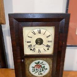 Antique Small Ogee Clock Floral Scene Seth Thomas Desk Or Mantle Clock