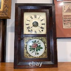 Antique Small Ogee Clock Floral Scene Seth Thomas Desk Or Mantle Clock
