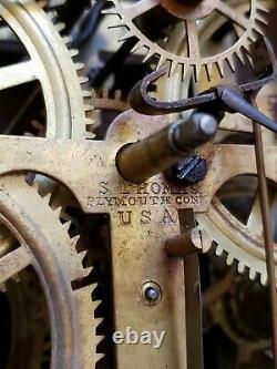 Antique Travail 1860's Seth Thomas Horloge Co. Ogee Og Poids Motorisé Manteau