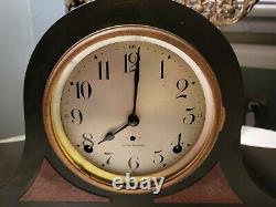 Antique Two Tone Wood Seth Thomas Mantle Clock bam strike/pendulum w Key