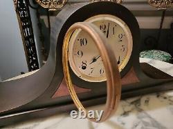 Antique Two Tone Wood Seth Thomas Mantle Clock bam strike/pendulum w Key