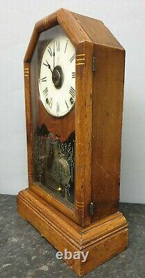 Antique Victorian Architectural Alarm Clock with Hour Strike