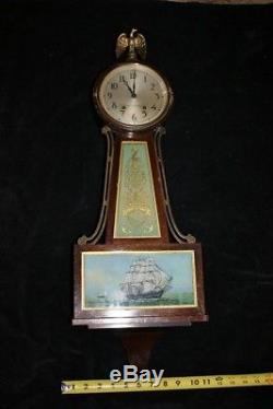 Antique/Vintage Seth Thomas Banjo Clock 8 Day Hr/Half Hr Strike-Reverse Painting