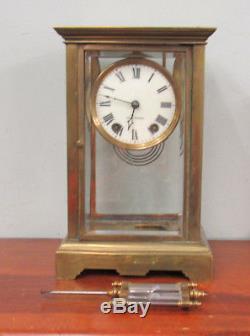 Antique Vintage Seth Thomas Crystal Regulator Clock Brass Nice Runner Clean Face