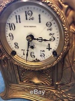 Antique Vintage Seth Thomas Ornate Mantle Clock Read Description W Key