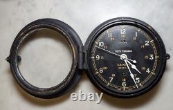 Antique WW II U. S. Navy Seth Thomas Ships Clock Runs 6 Dial