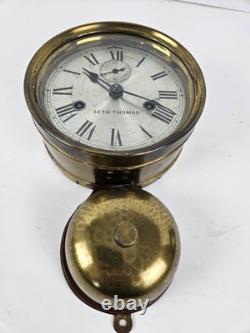 Antique WWI Seth Thomas Ship's Bell Strike'Bottom Bell' Brass Ship Wall Clock