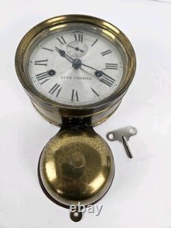 Antique WWI Seth Thomas Ship's Bell Strike'Bottom Bell' Brass Ship Wall Clock