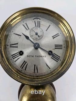 Antique WWI Seth Thomas Ship's Bell Strike'Bottom Bell' Brass Ship Wall Clock