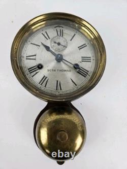 Antique WWI Seth Thomas Ship's Bell Strike'Bottom Bell' Brass Ship Wall Clock