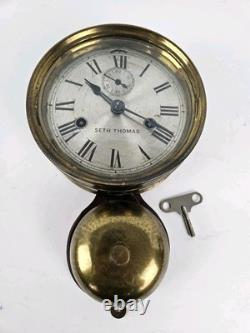 Antique WWI Seth Thomas Ship's Bell Strike'Bottom Bell' Brass Ship Wall Clock