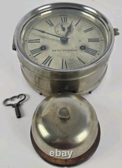 Antique WWI Seth Thomas Ship's Bell Strike'Bottom Bell' Nickel Ship Wall Clock