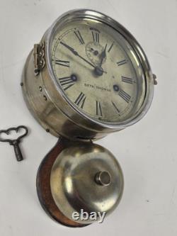 Antique WWI Seth Thomas Ship's Bell Strike'Bottom Bell' Nickel Ship Wall Clock