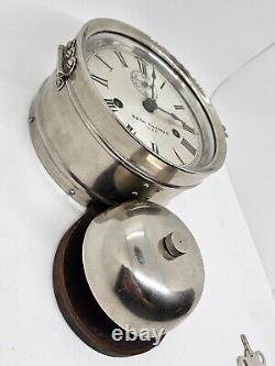 Antique WWI Seth Thomas Ship's Bell Strike'Bottom Bell' Nickel Ship Wall Clock