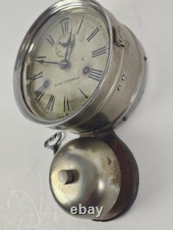 Antique WWI Seth Thomas Ship's Bell Strike'Bottom Bell' Nickel Ship Wall Clock