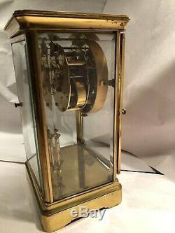 Antique Waterbury Crystal Regulator Mantel Clock With Open Escapement